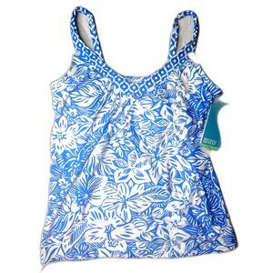 NWT Coco Reef BLUE CRUSH Bungalow Floral Core Underwire Tankini Top Size 34E